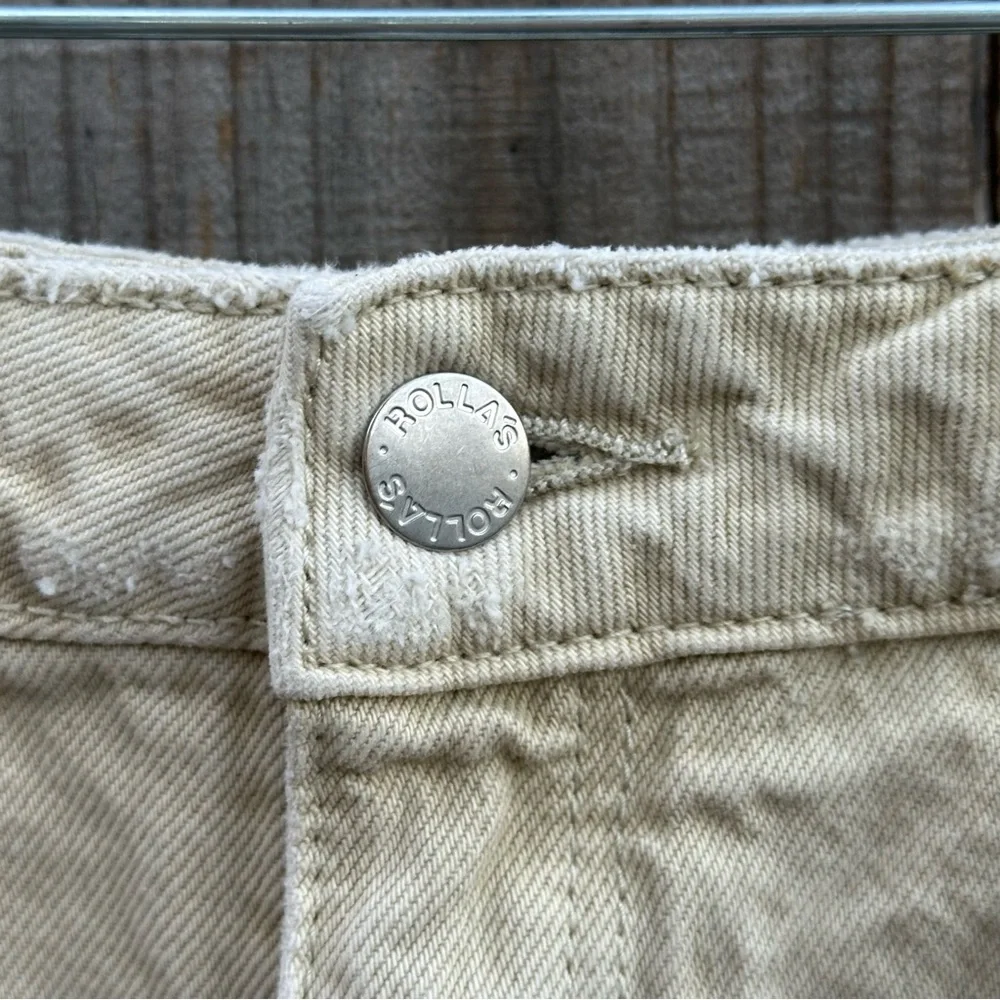 ROLLA’S Dusters Distressed Denim High Rise Slim Shorts Layla Stone Size 28 GUC